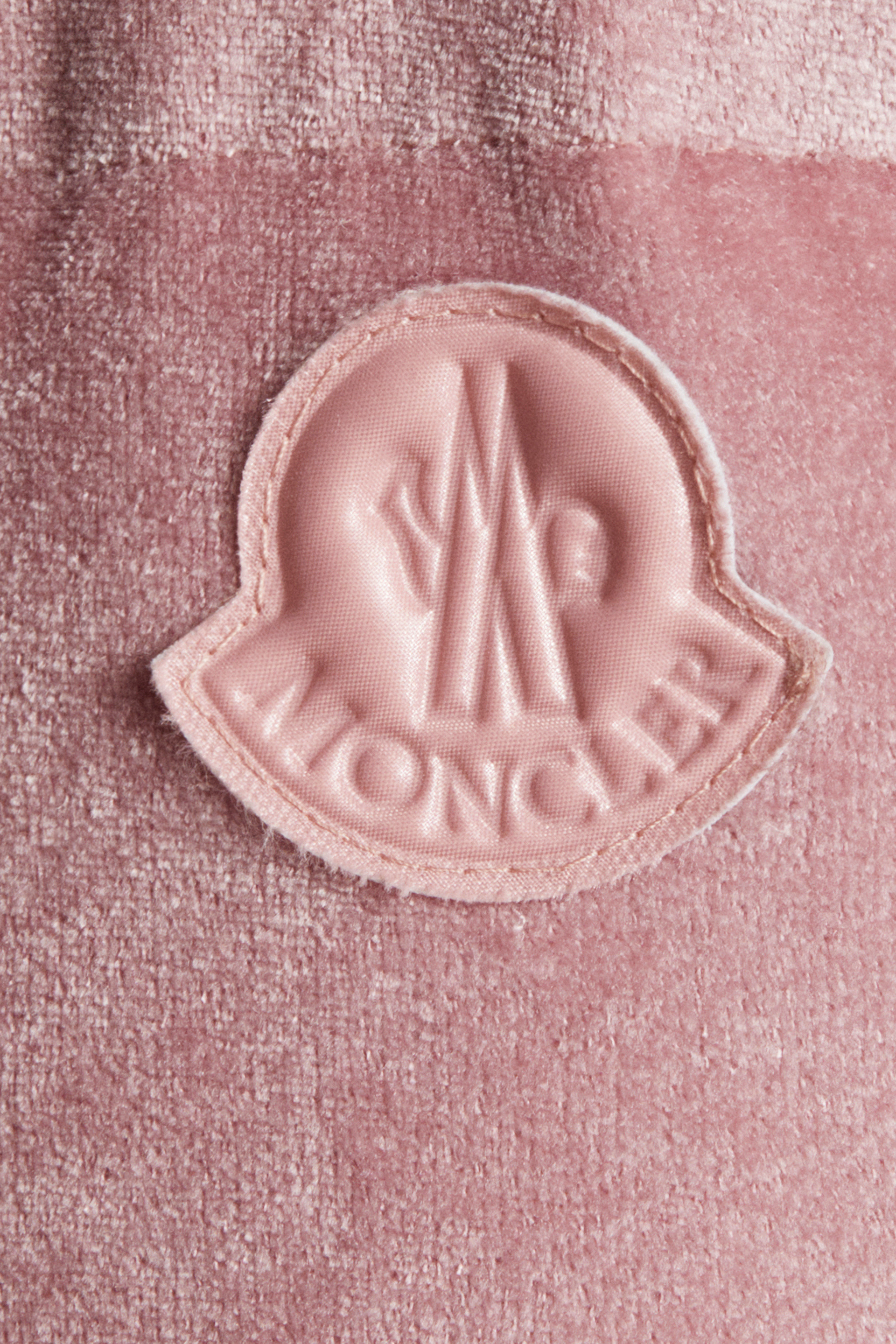 Moncler Holostee Velvet Puffer Jacket In Pink