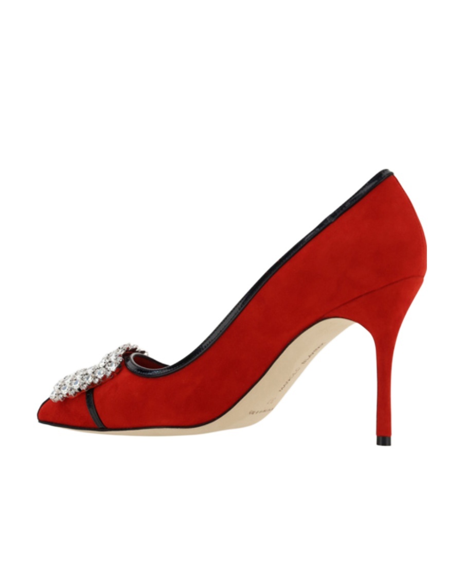 Manolo Blahnik Tuberian 90 Suede Pumps In Red