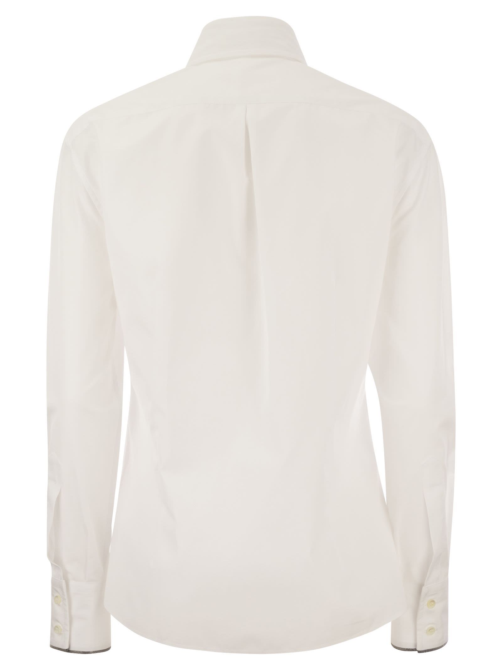 Shop Brunello Cucinelli Monili-trim Cotton Shirt In White