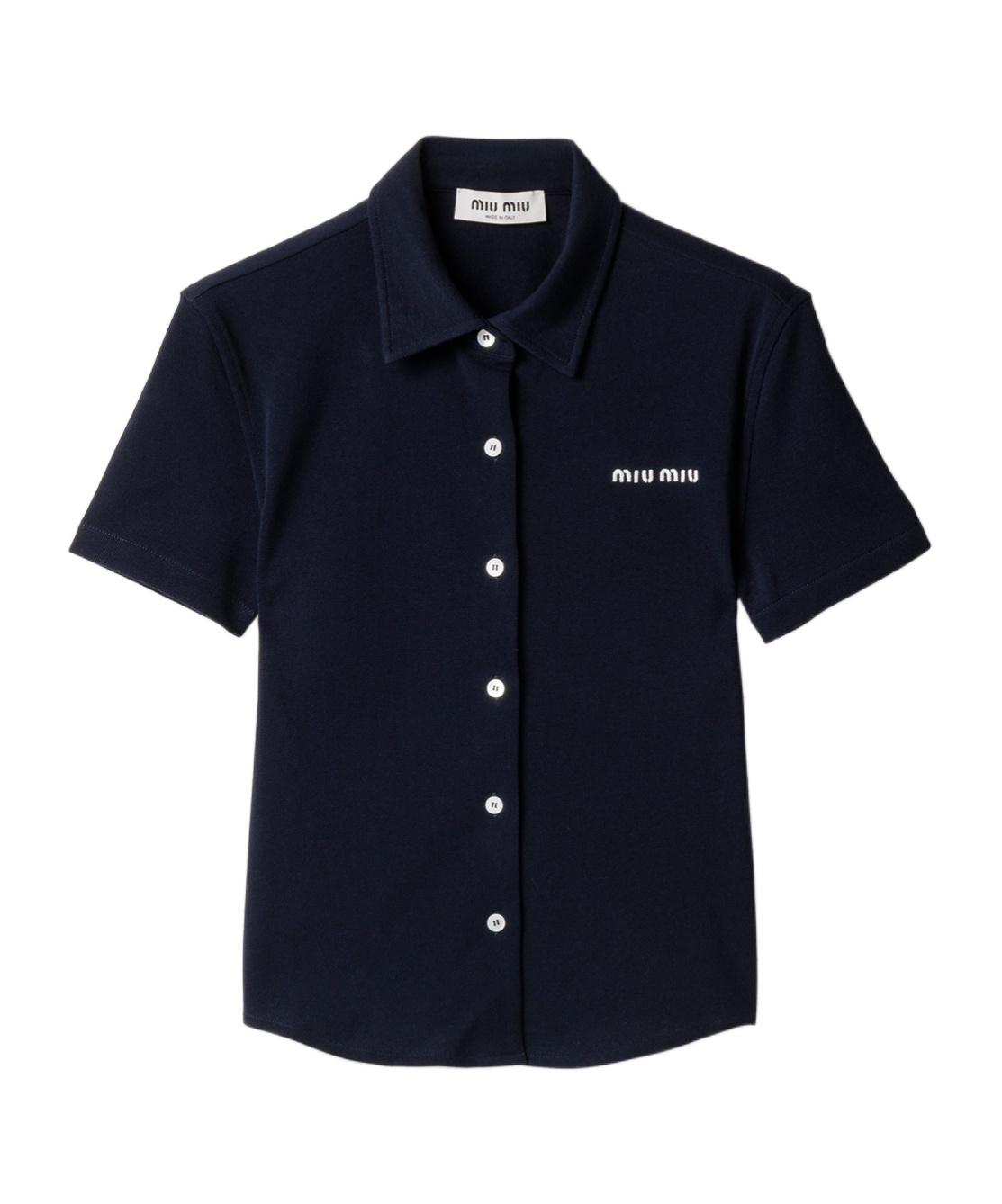 Miu Miu Short-sleeve Logo Top In Blue