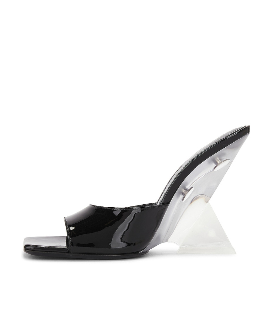 Attico Cheope Glossy Wedge Square-toe Mules In White