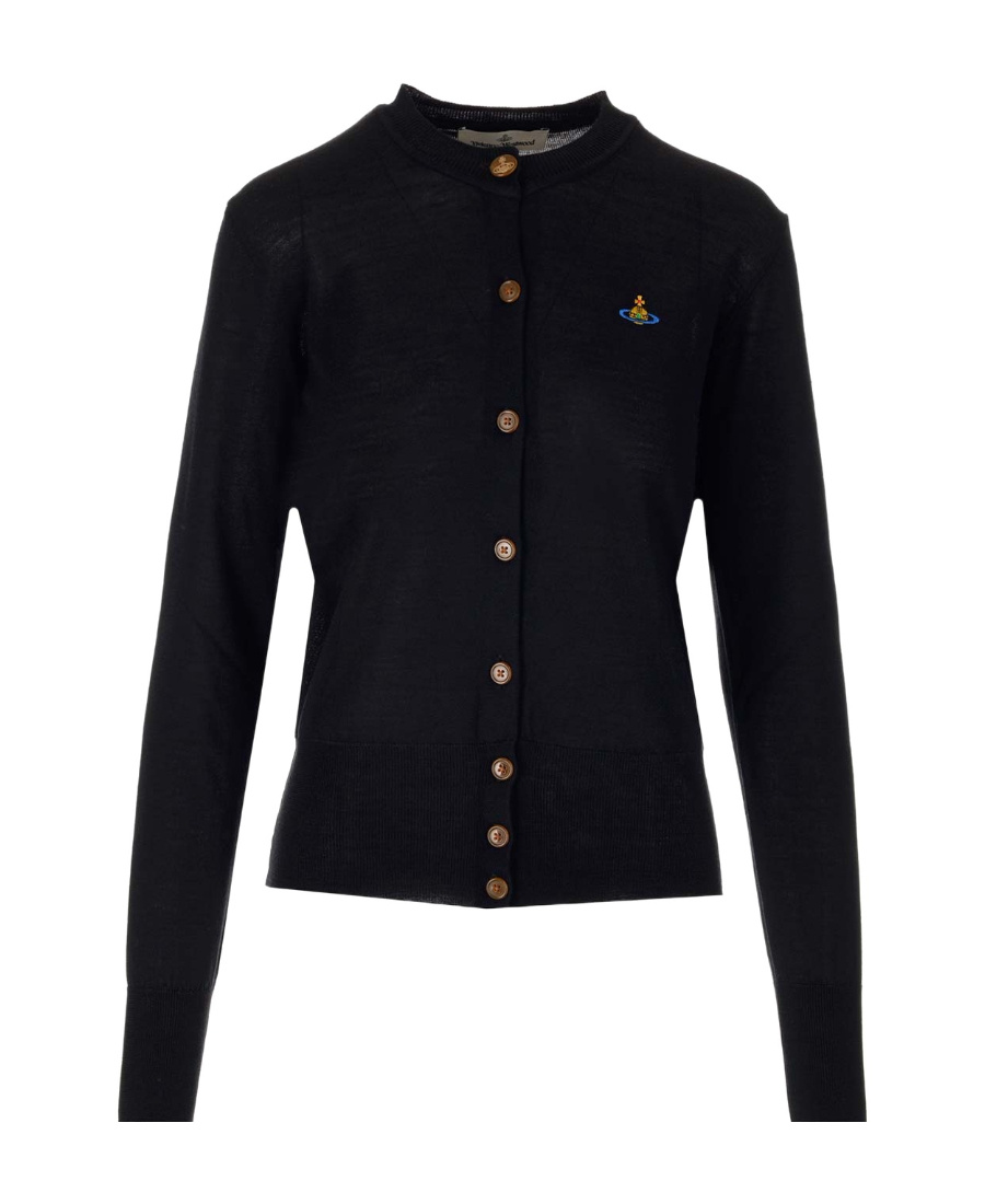Shop Vivienne Westwood Orb-embroidered Cardigan In Black
