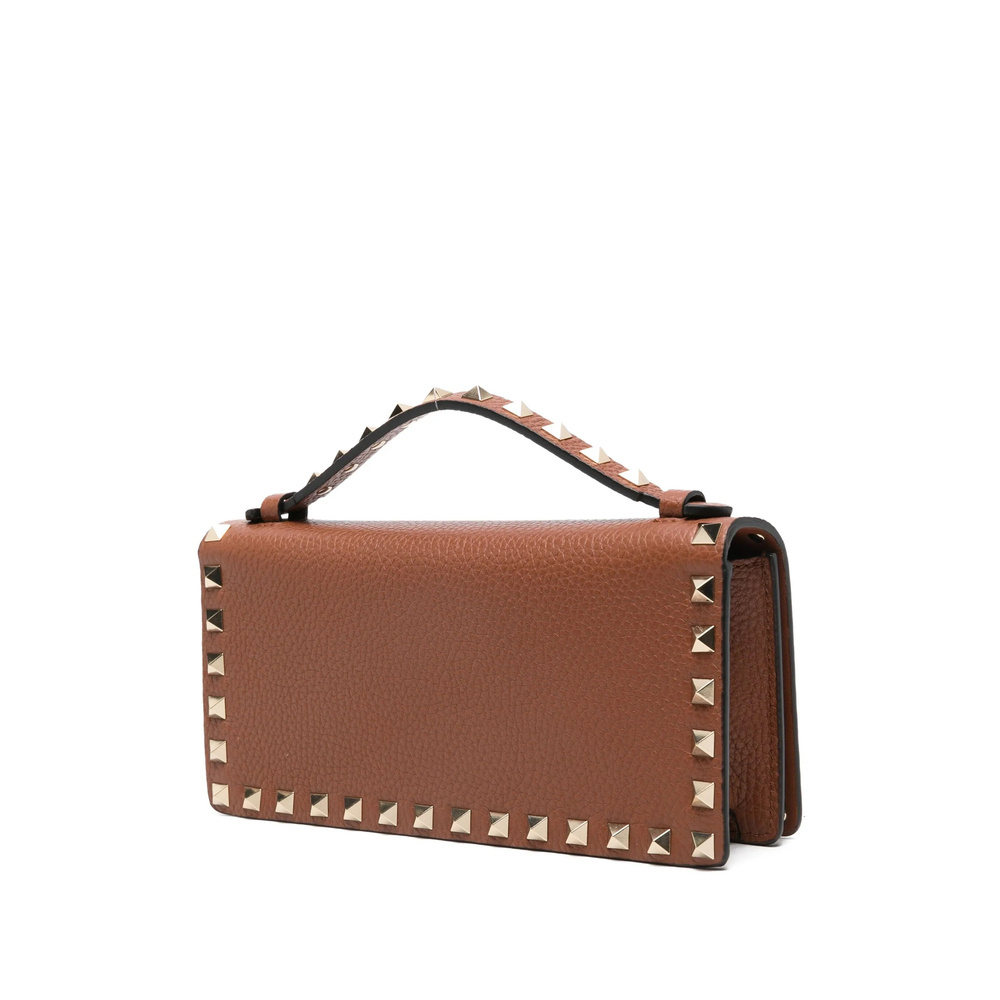 Valentino Stud-embellished Top-handle Mini Bag In Brown
