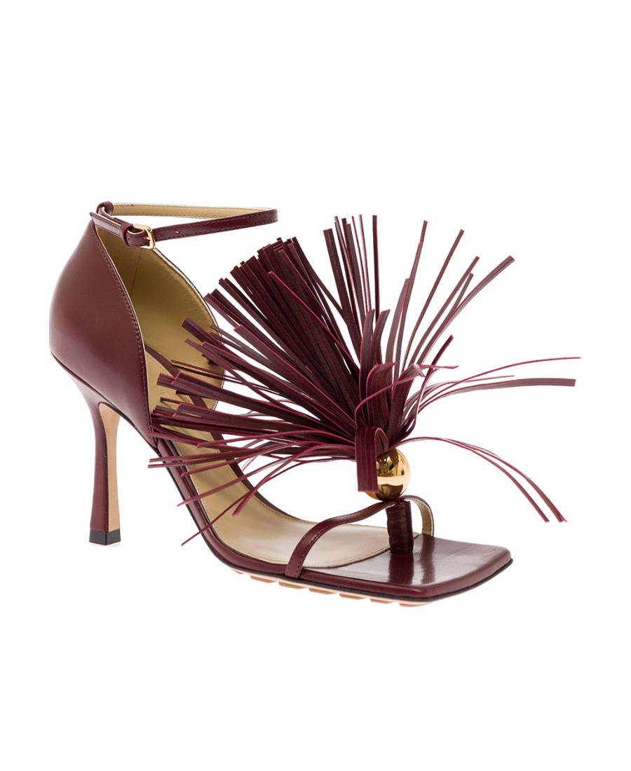 Bottega Veneta Woman Sandals Burgundy Size 10 Soft Leather In Red