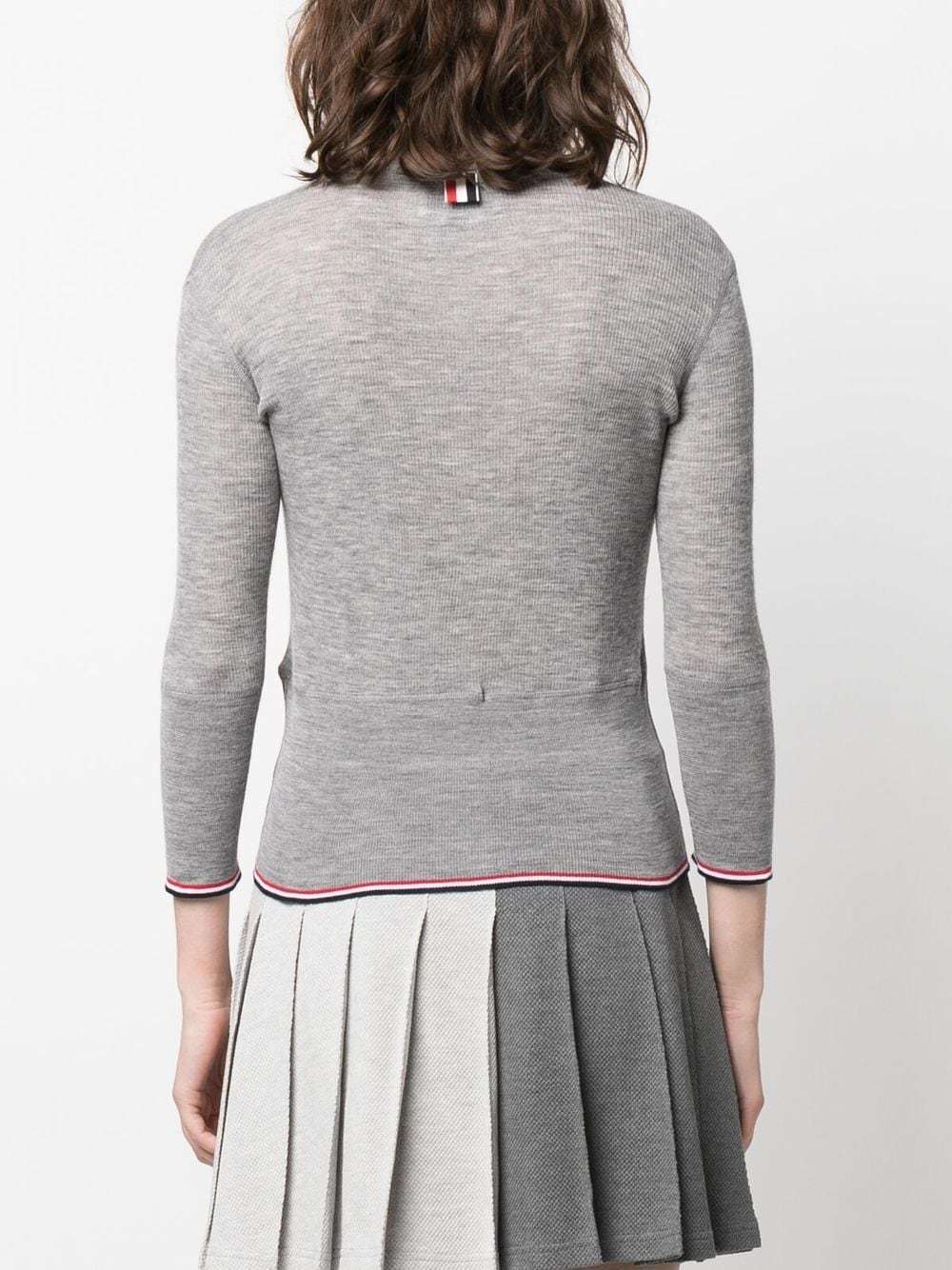 Thom Browne Stripe-trim Knit Jumper In Gray