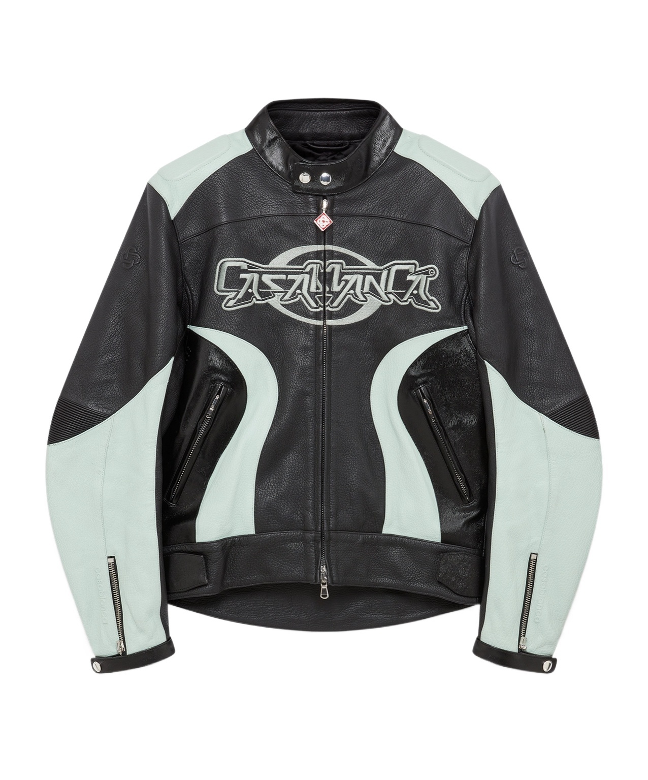 Casablanca Long Sleeve Leather Jacket In Black