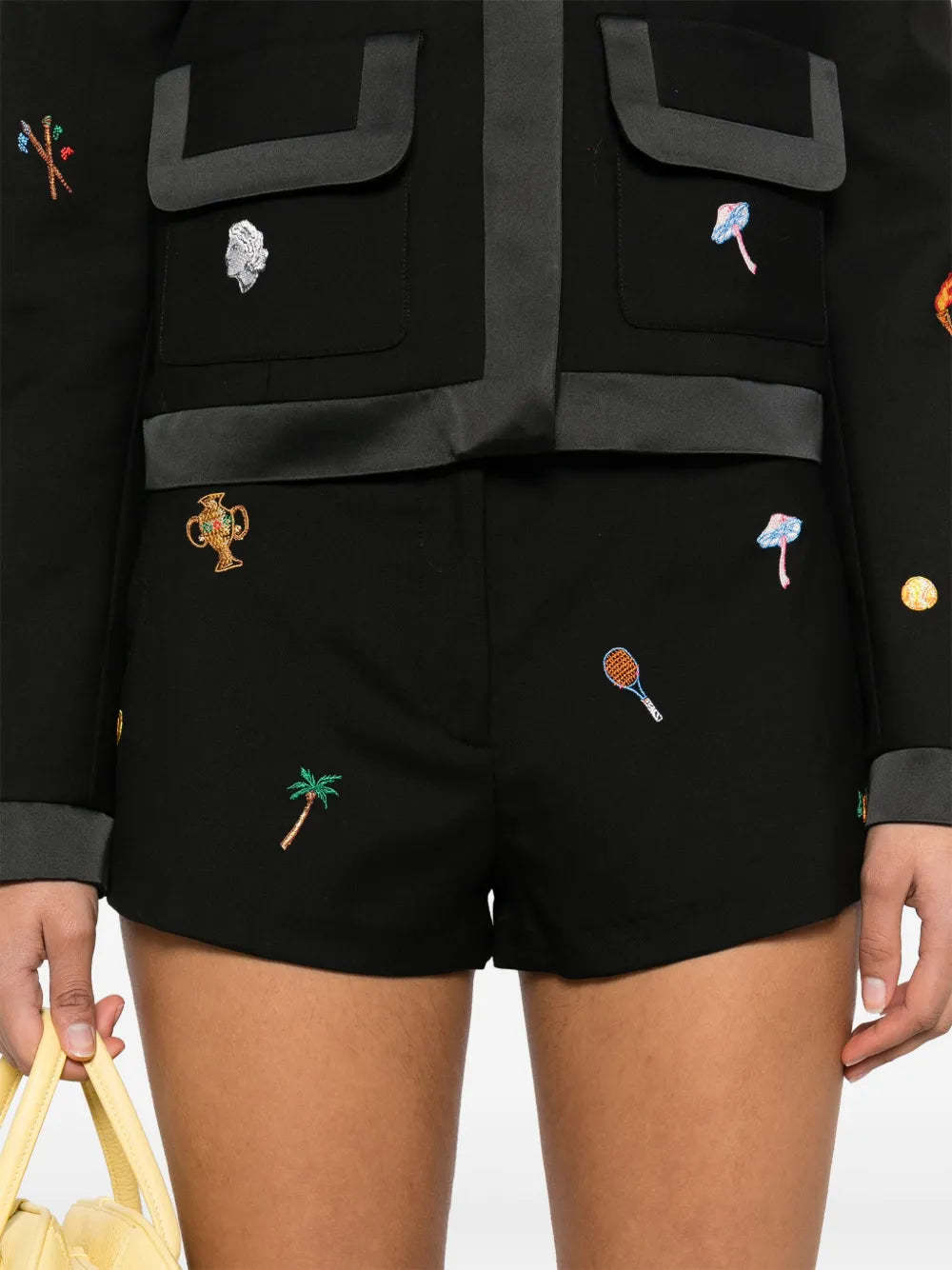 Casablanca Motif-embroidered Tailored Shorts In Black