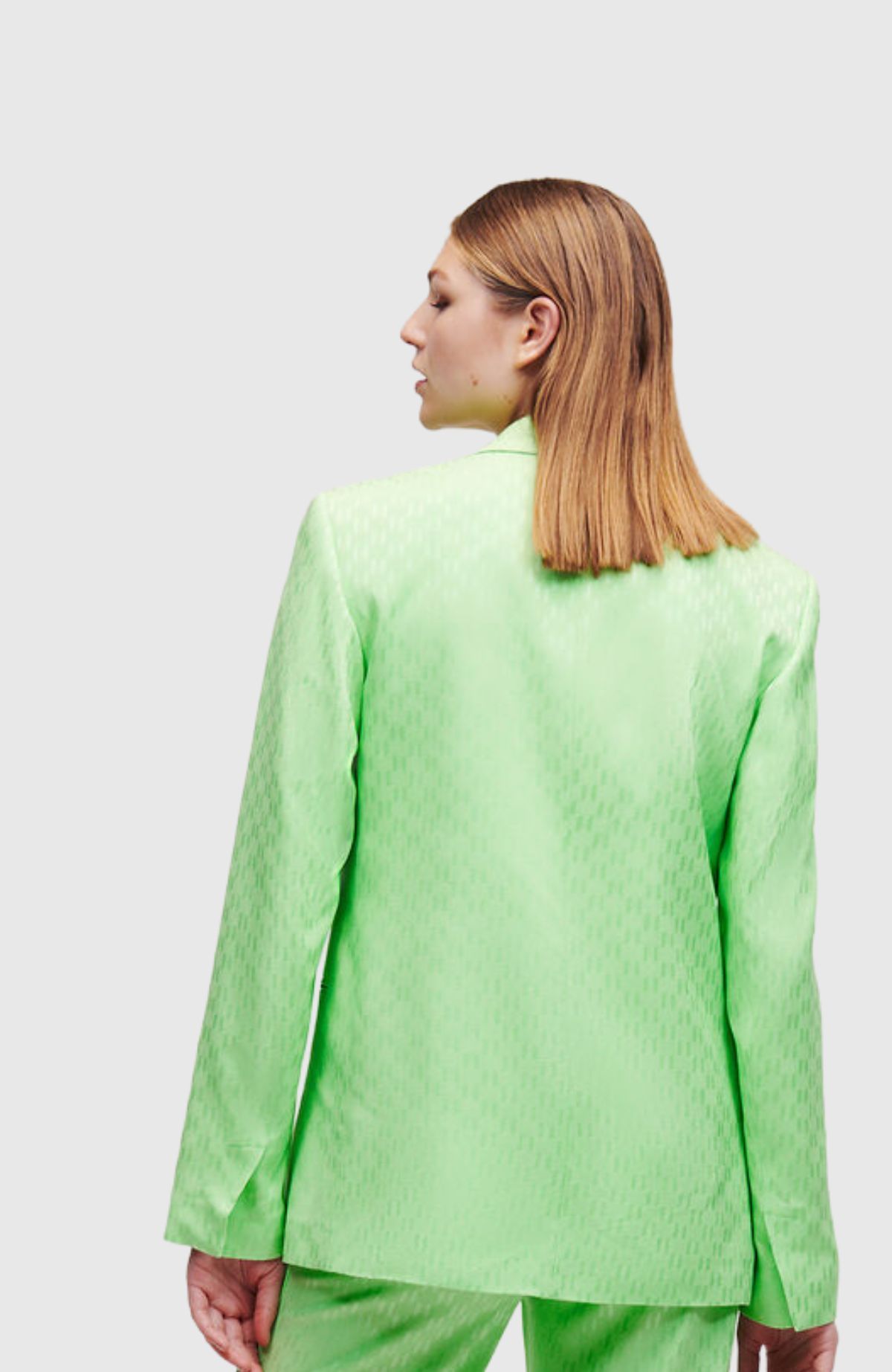 Shop Karl Lagerfeld Monogram-jacquard Single-breasted Blazer In Green