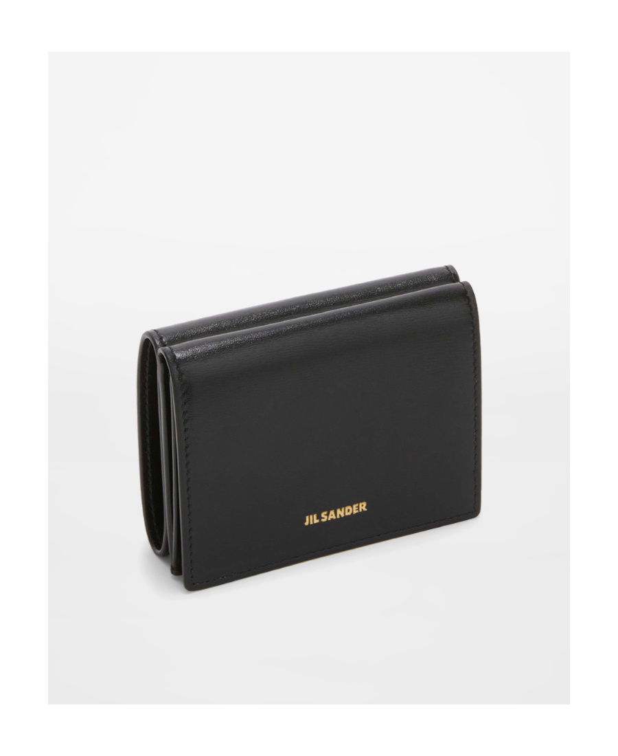 Jil Sander Tri-fold Leather Wallet In Black