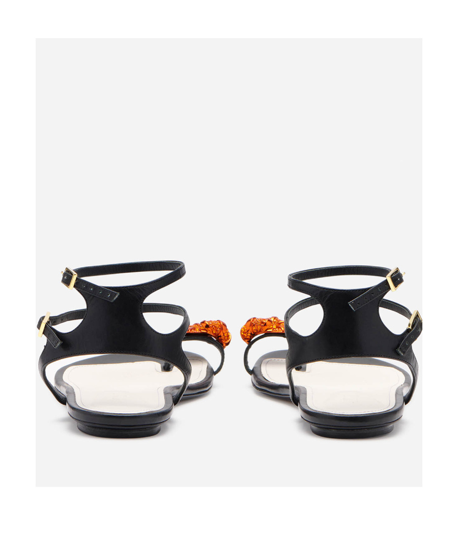 Lanvin Logo Flat Sandals In Black