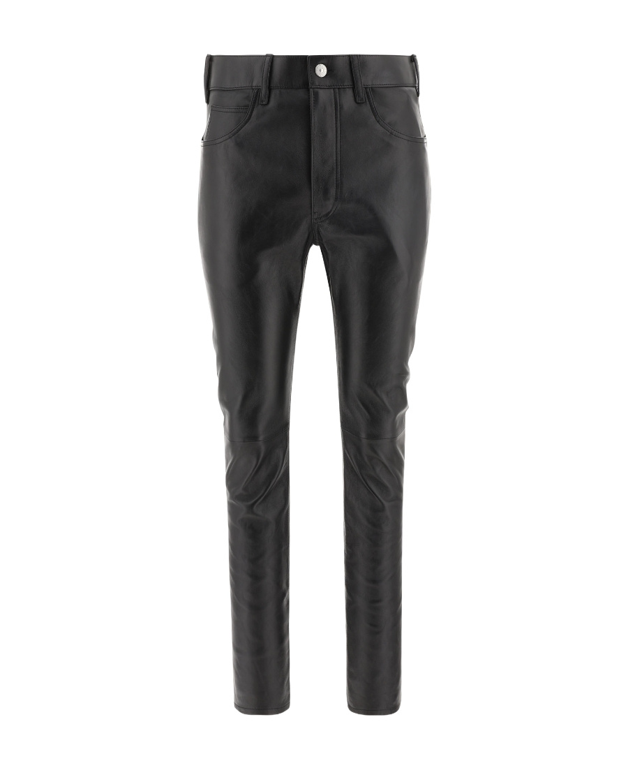 Celine Straight Leather Pants In Black