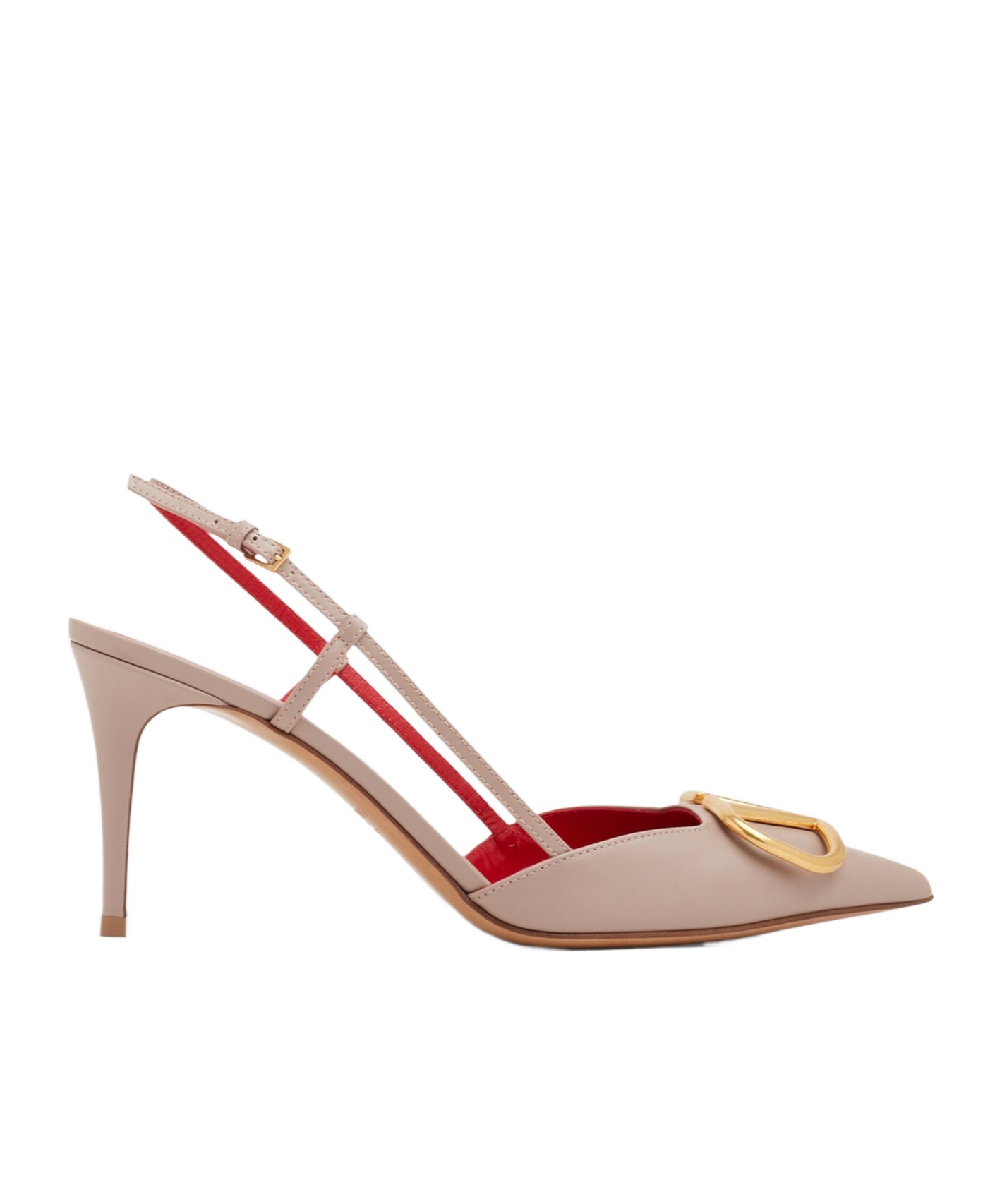 Valentino Womens Blush Vlogo 80 Pointed-toe Leather Slingback Courts In Nude
