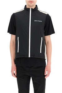 Palm Angels Logo Zip-front Sleeveless Jacket In Black