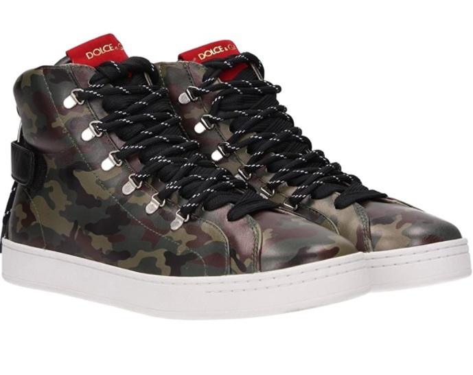Dolce & Gabbana Camouflage Straps Casual Sneakers In Black