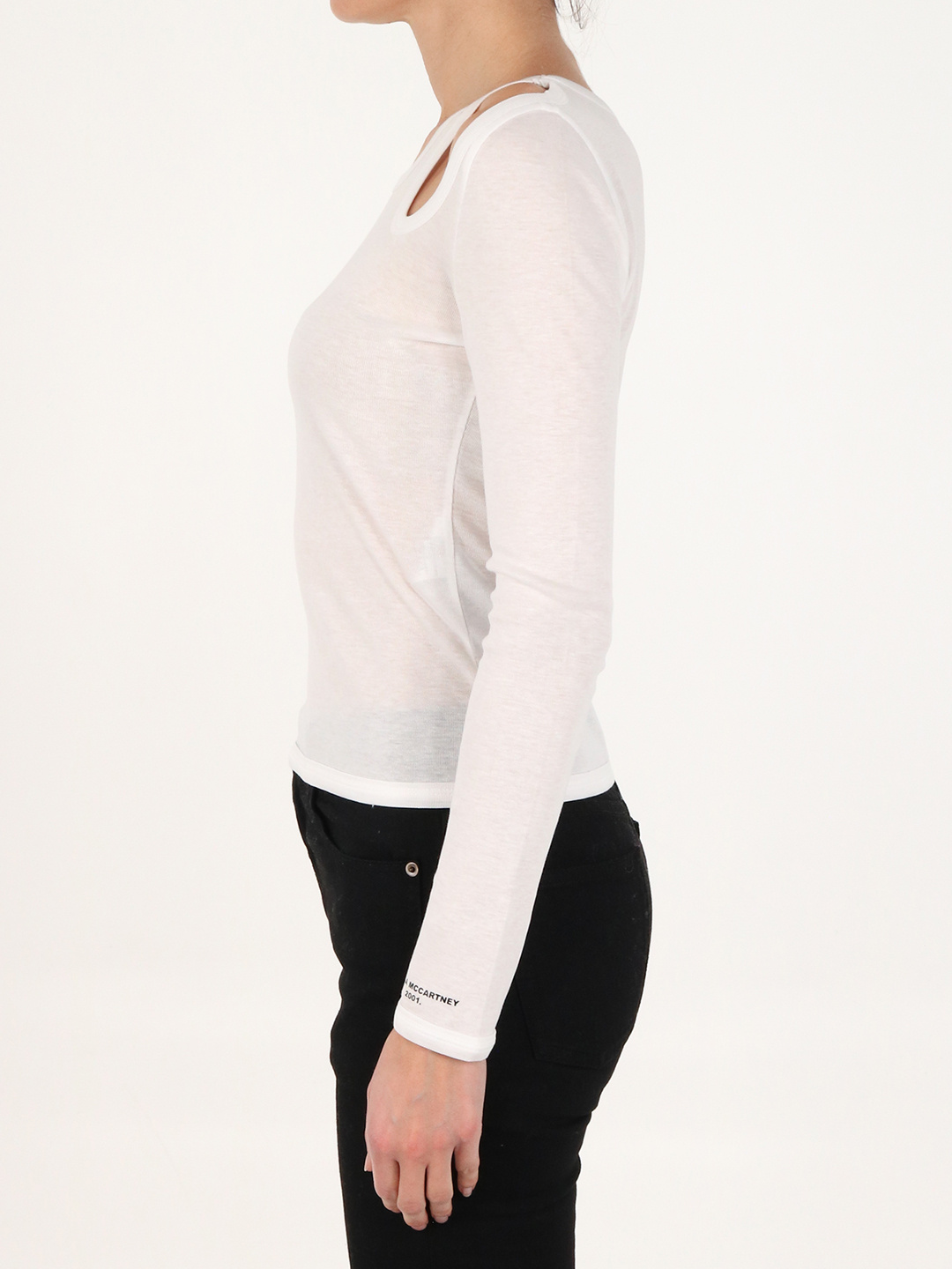 Stella Mccartney Hollowed Out Long-sleeved Blouse In White