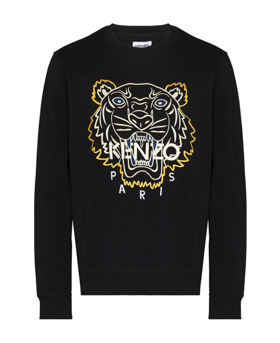 Kenzo Round-necked Logo Sweater In Black