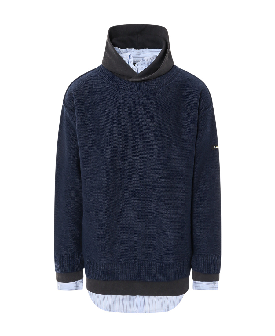 Balenciaga Layered Sweater In Blue