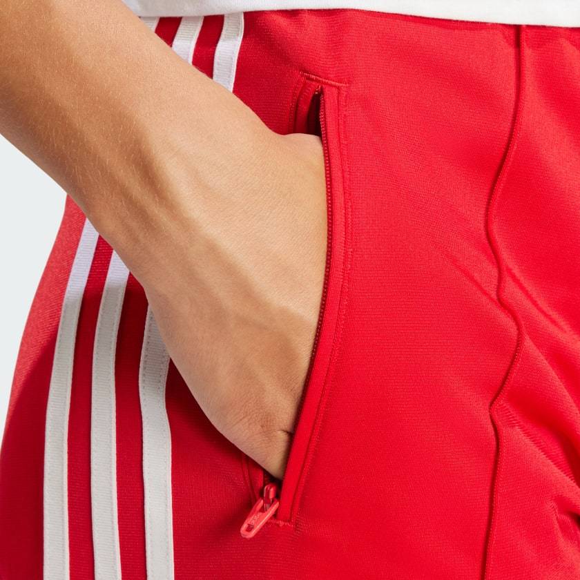 Adidas Originals Straight Trousers With Elastic Waistband And Side Stripes In Red