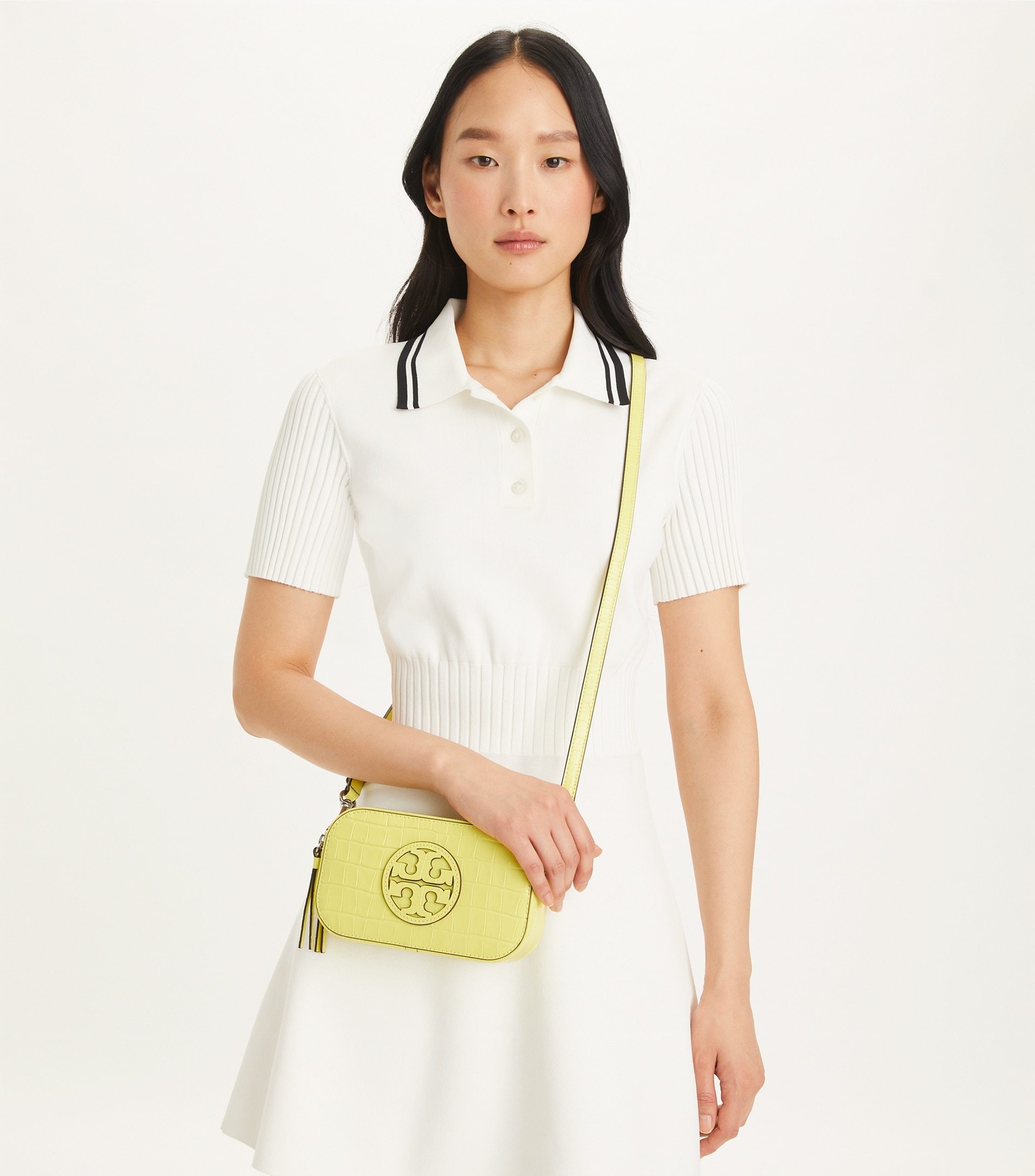 Shop Tory Burch Mini Miller Crossbody Bag In Yellow