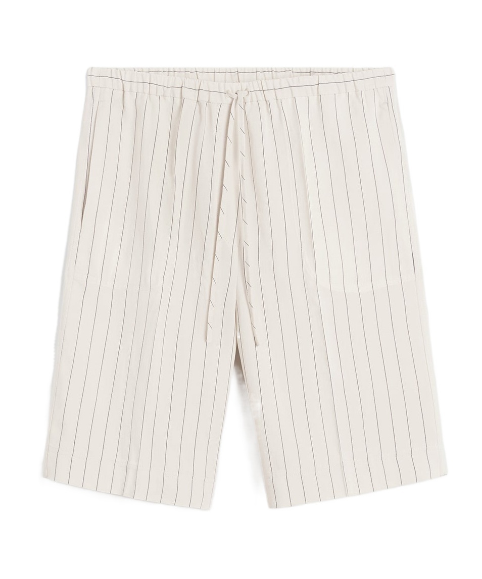 Totême Drawstring-waist Pinstripe Shorts In White