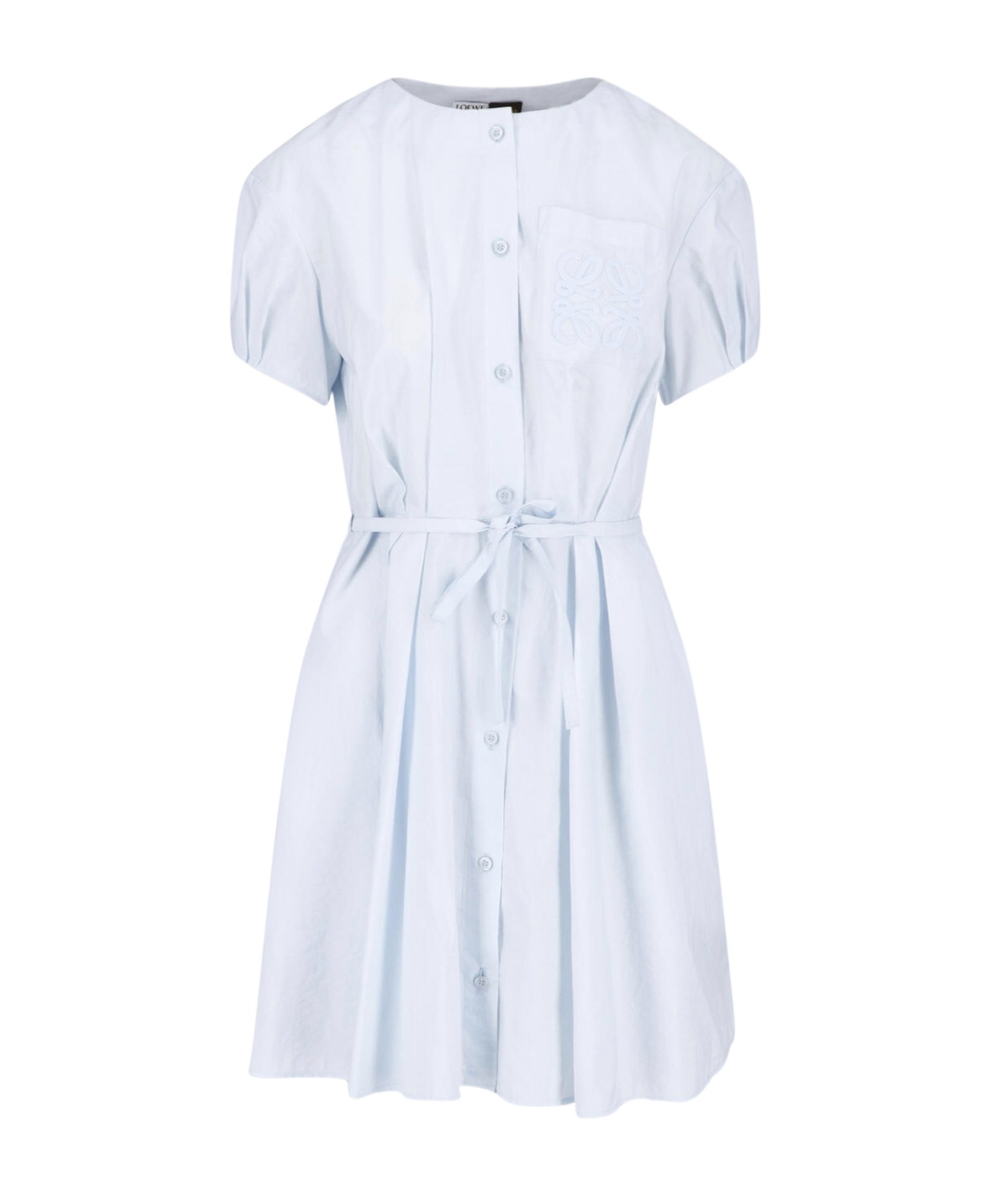 Loewe Round Neck Short Sleeve Dress In Blue