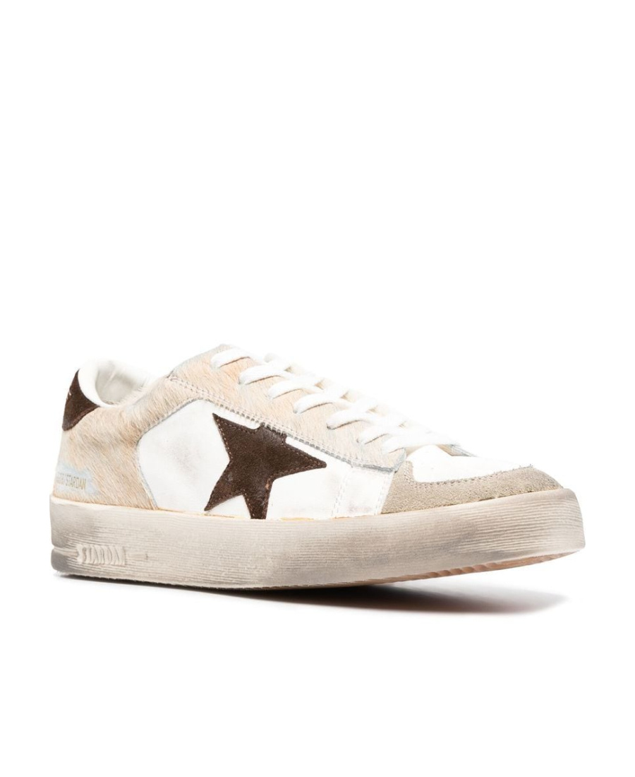 Golden Goose Mens Stardan In Nappa And Pony Skin With Brown Suede Star