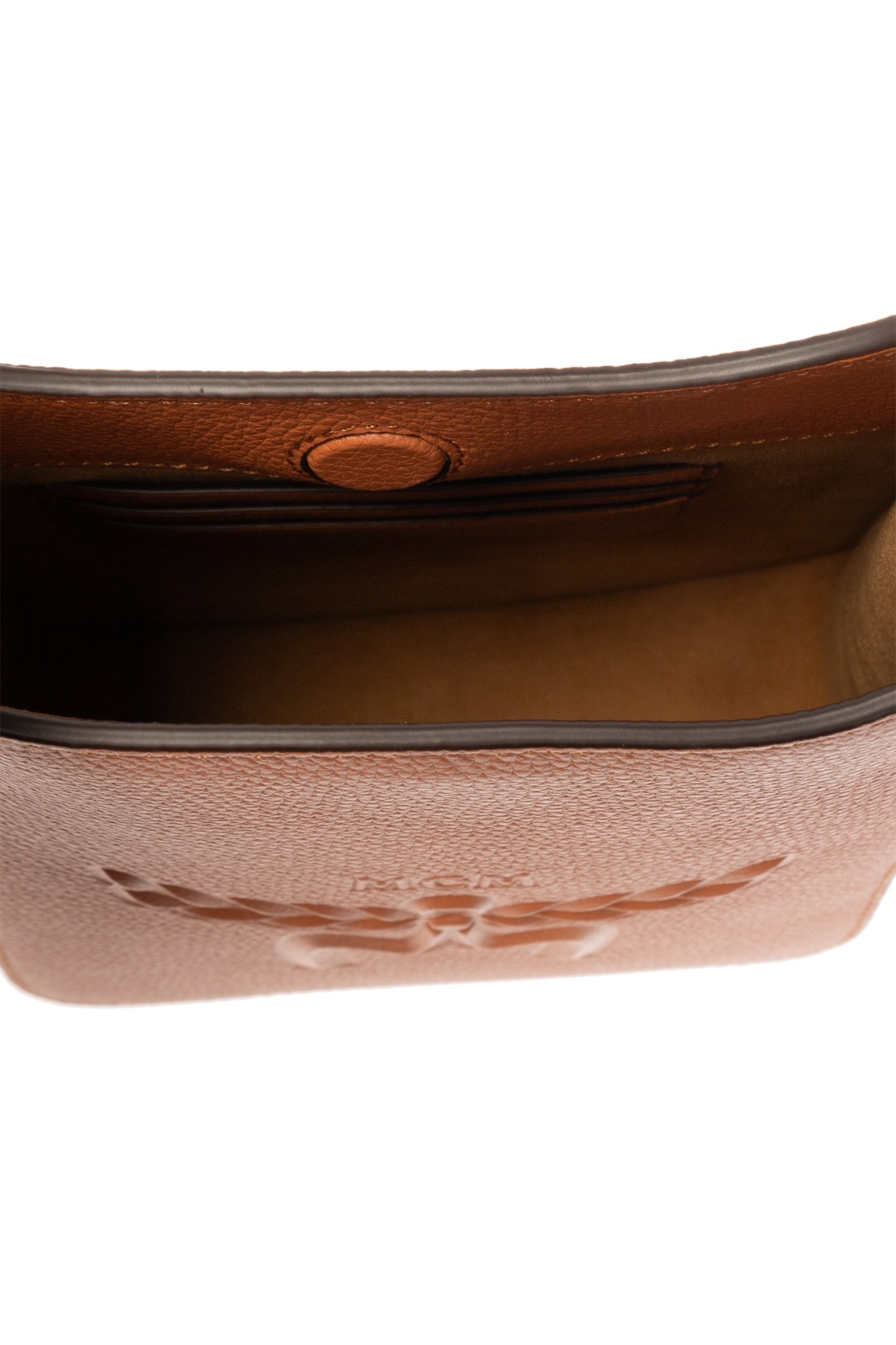 Mcm Mini Himmel Logo Embossed Hobo Bag In Brown