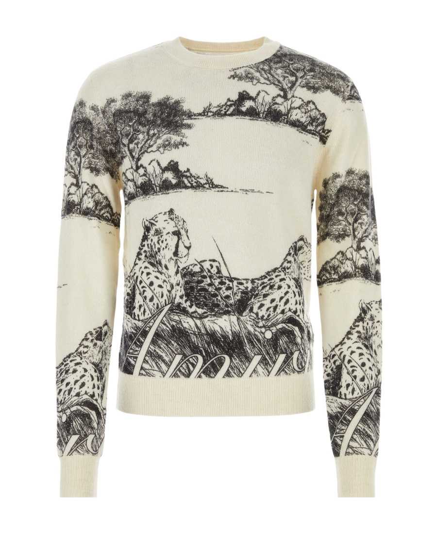 Amiri Graphic-print Wool Jumper In Nude