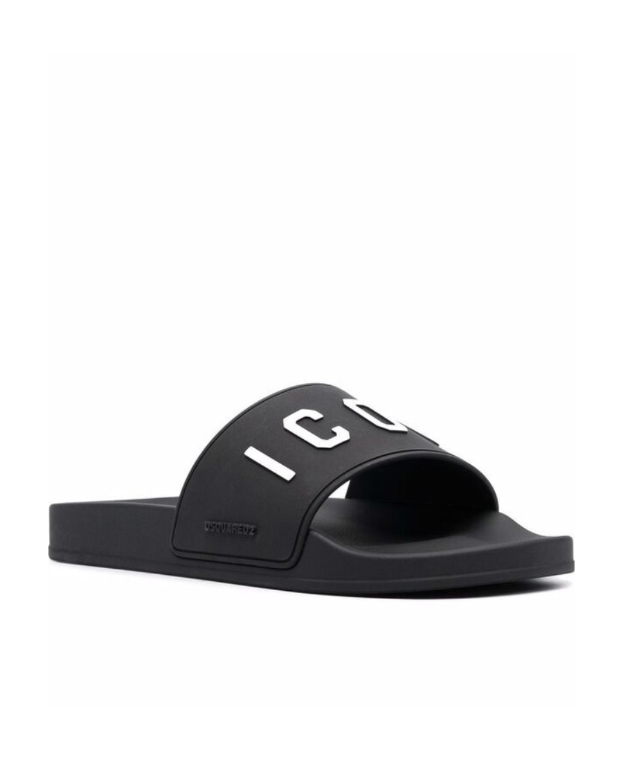 Shop Dsquared2 Icon-embossed Pool Slides In Black