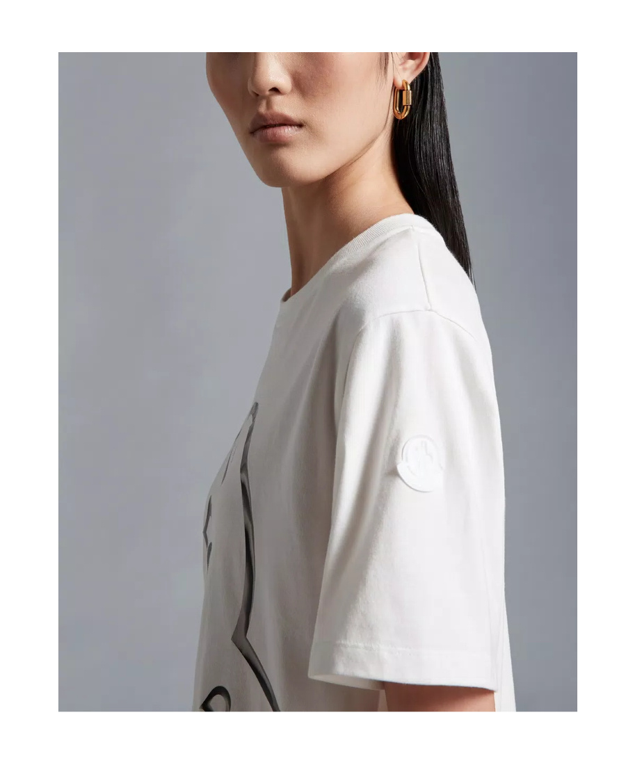 Moncler Bi-colour Logo-print T-shirt In White