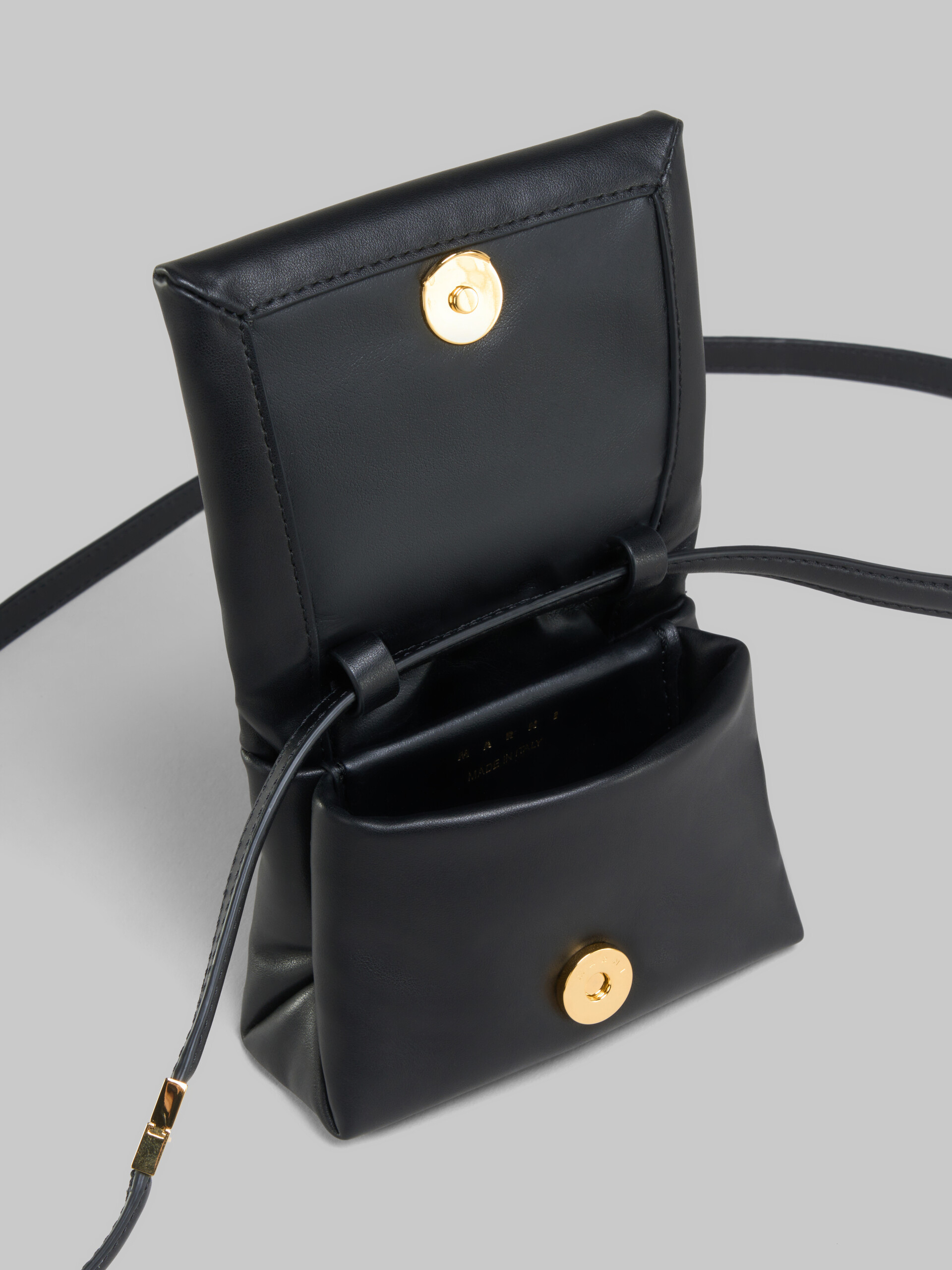 Shop Marni Black Leather Mini Prisma Pouch