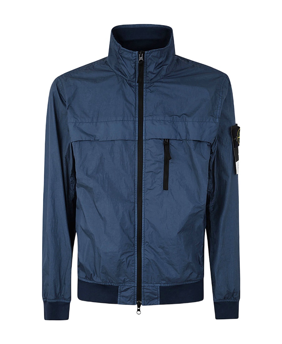 Stone Island Compass-badge Crinkled Windbreaker In Blue