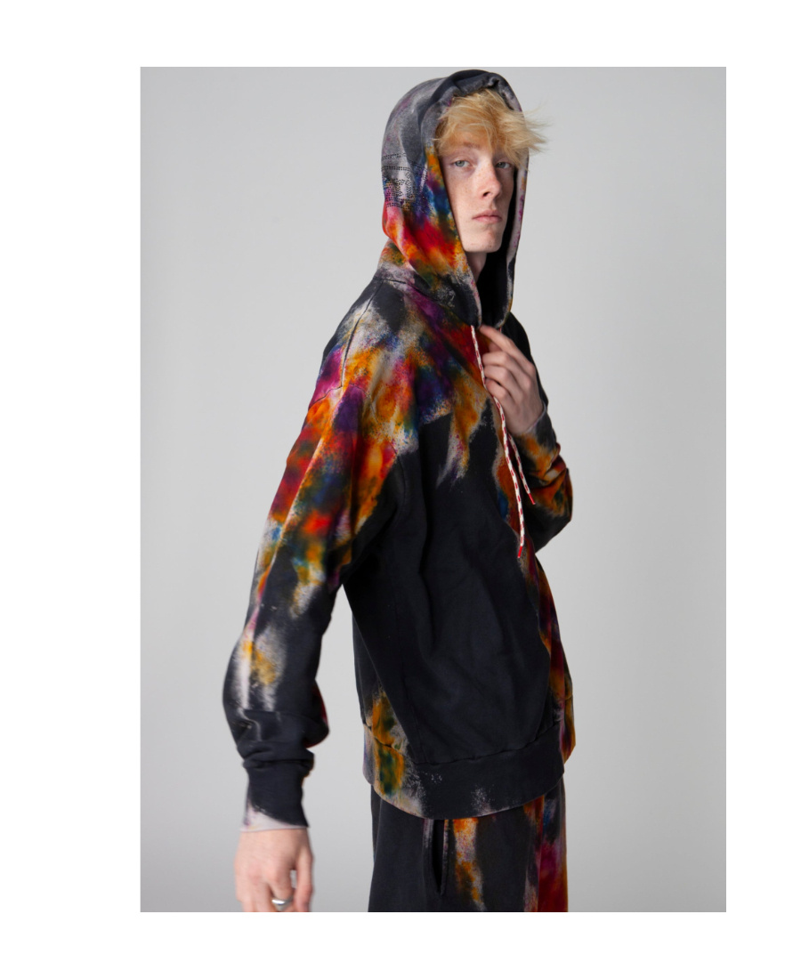 Aries Spray-paint Drawstring Hoodie In Black
