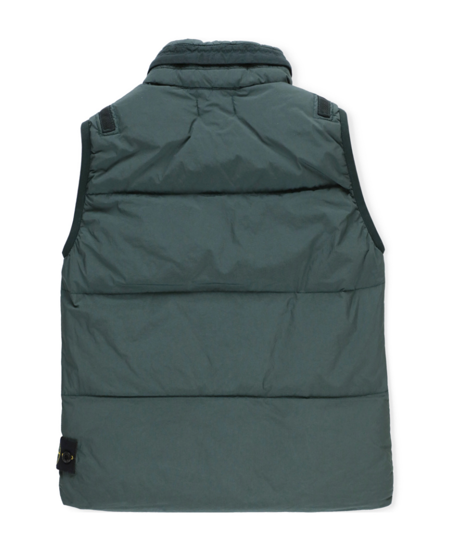 Stone Island Compass-patch Quilted Gilet In Green