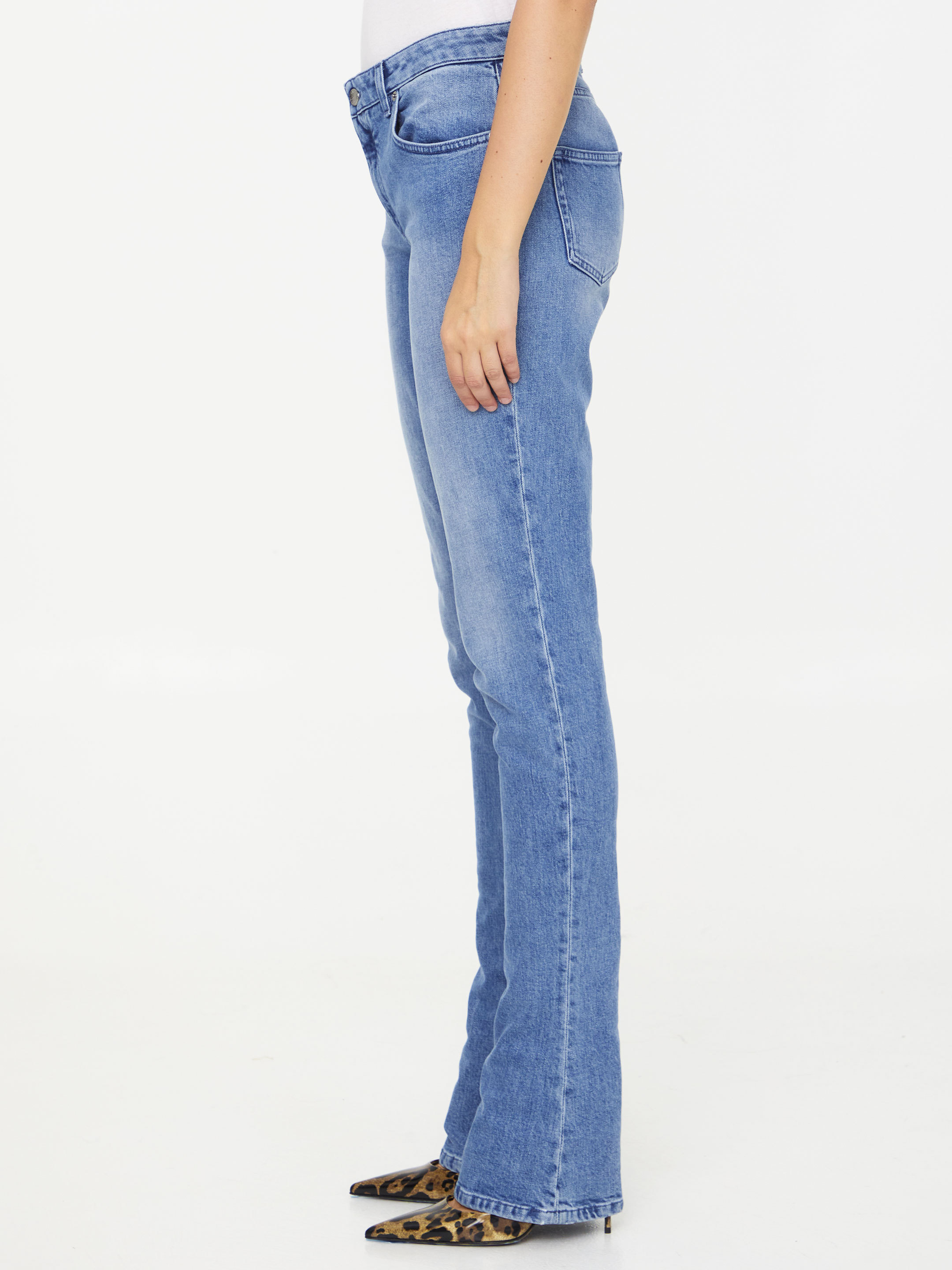Dolce & Gabbana Logo Plate Bell Bottom Jeans In Blue