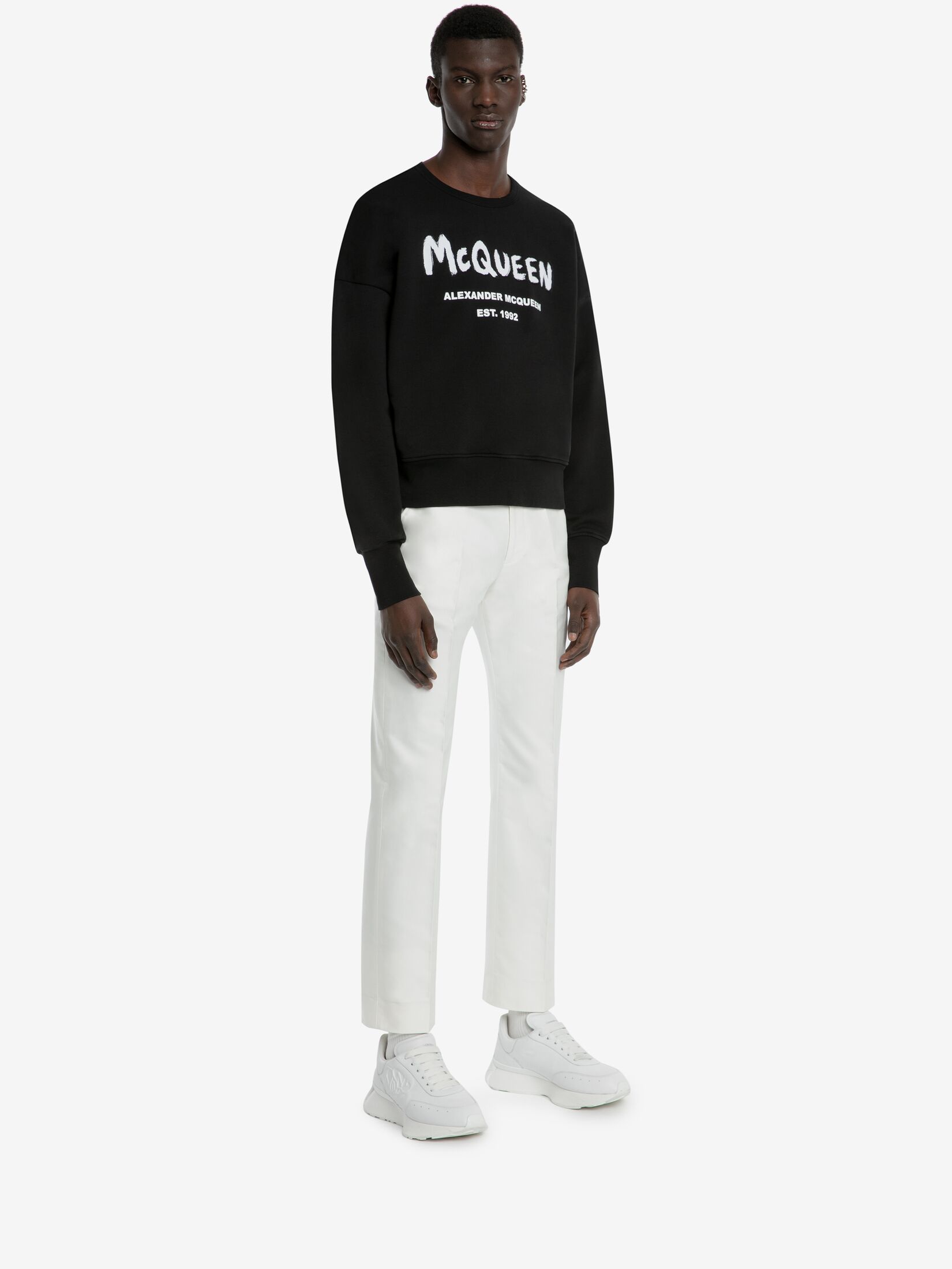 Alexander Mcqueen Graffiti Logo-print Cotton Sweatshirt In Black
