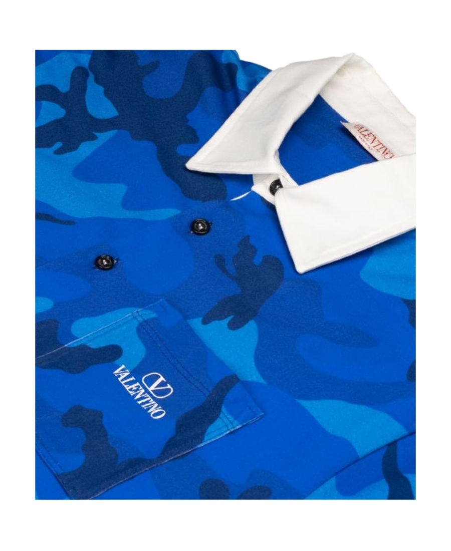 Valentino Logo Polo Shirt In Blue