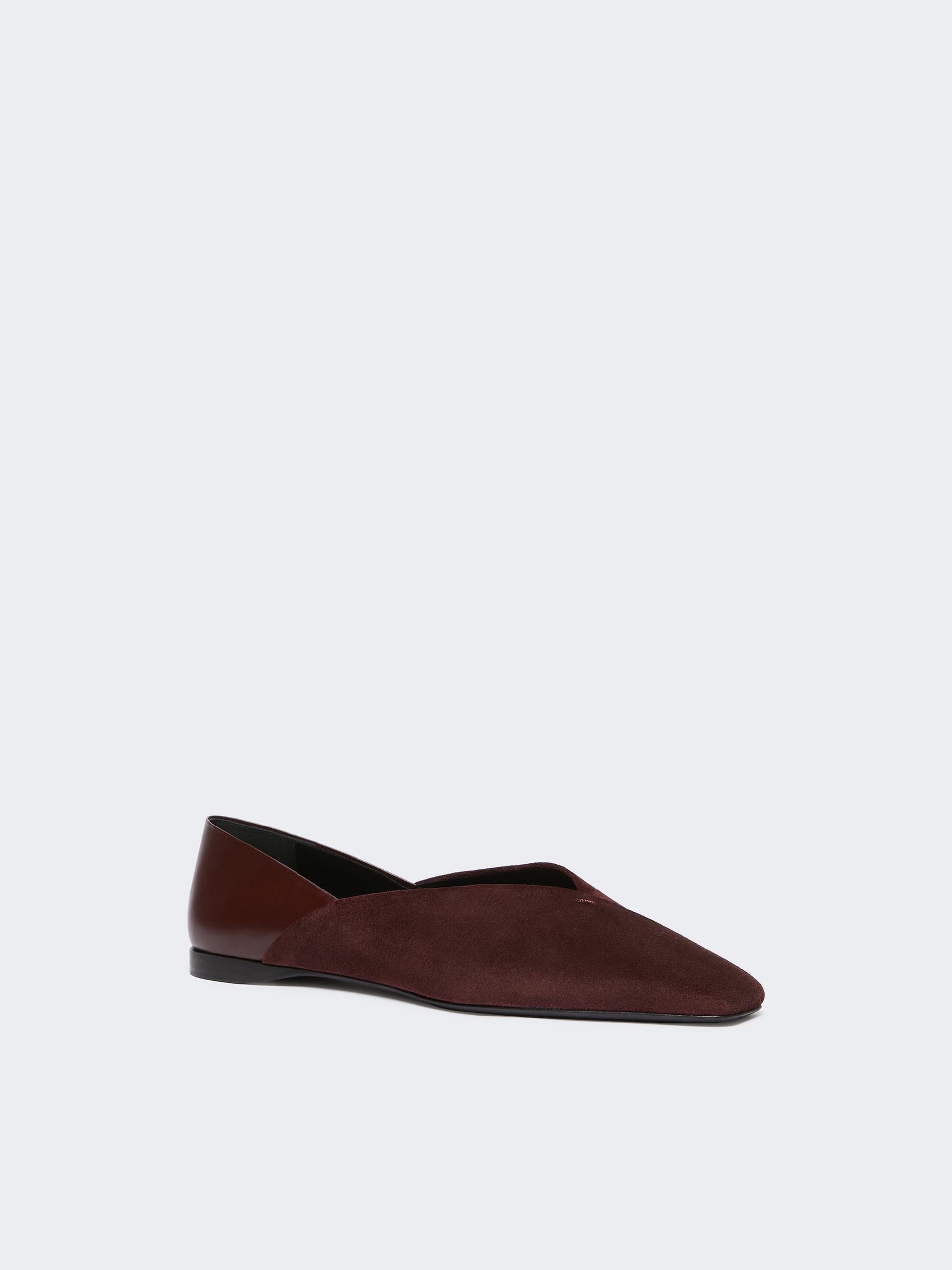 Max Mara Square-toe Suede Ballet Flats In Burgundy