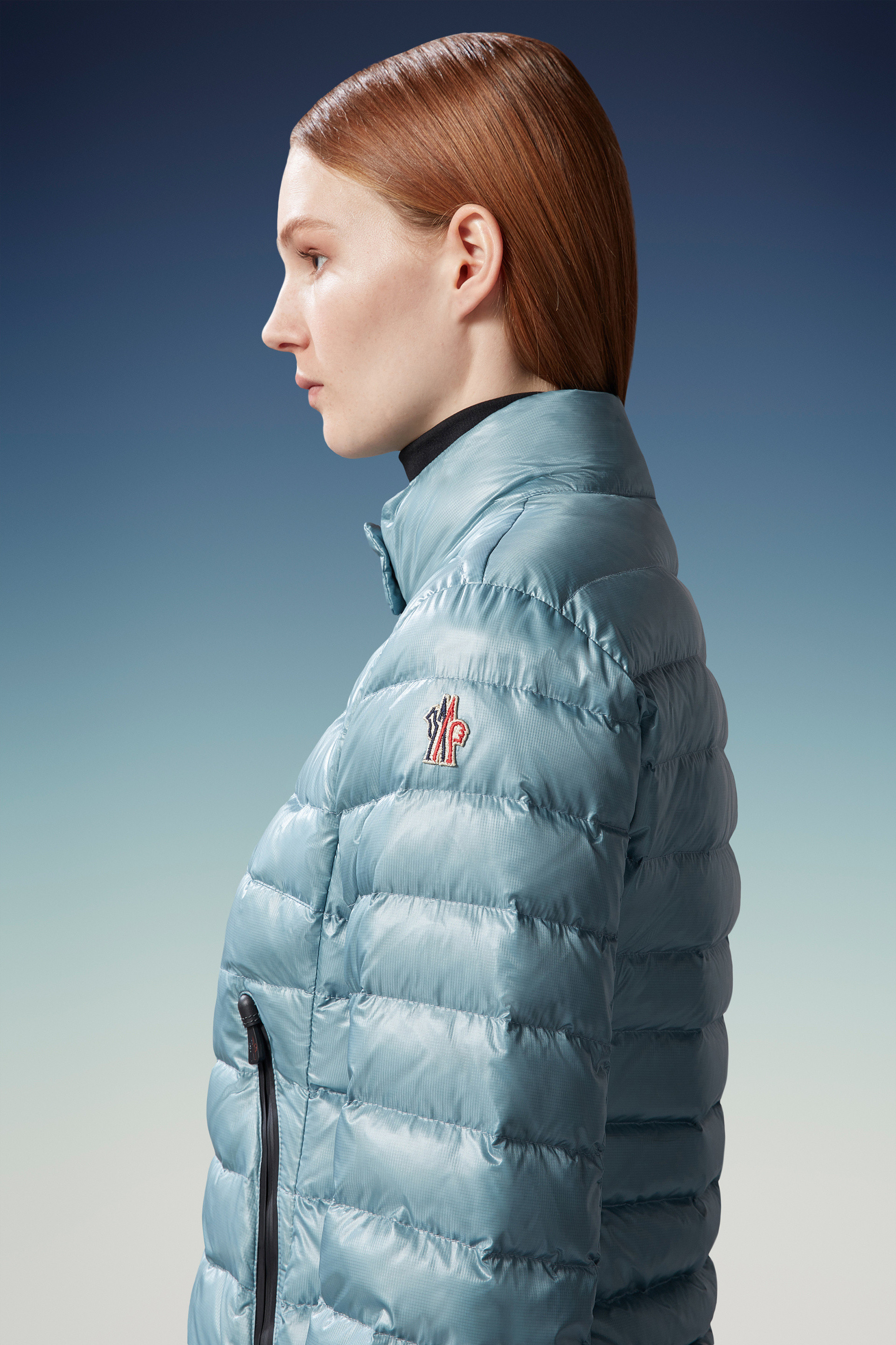 Moncler High-neck Padded Jacket In Blue