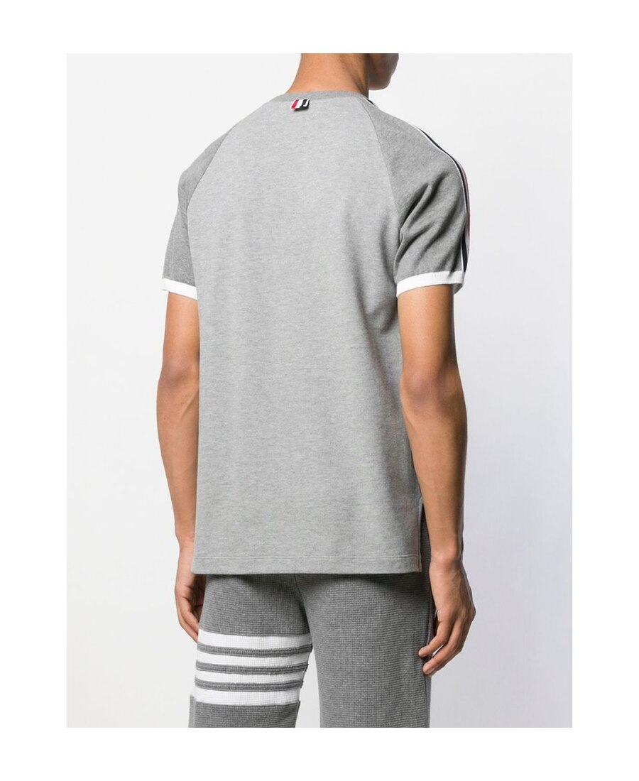 Thom Browne Tb Rwb Arm Tape Classic Pique Ss Tee Gry In Gray