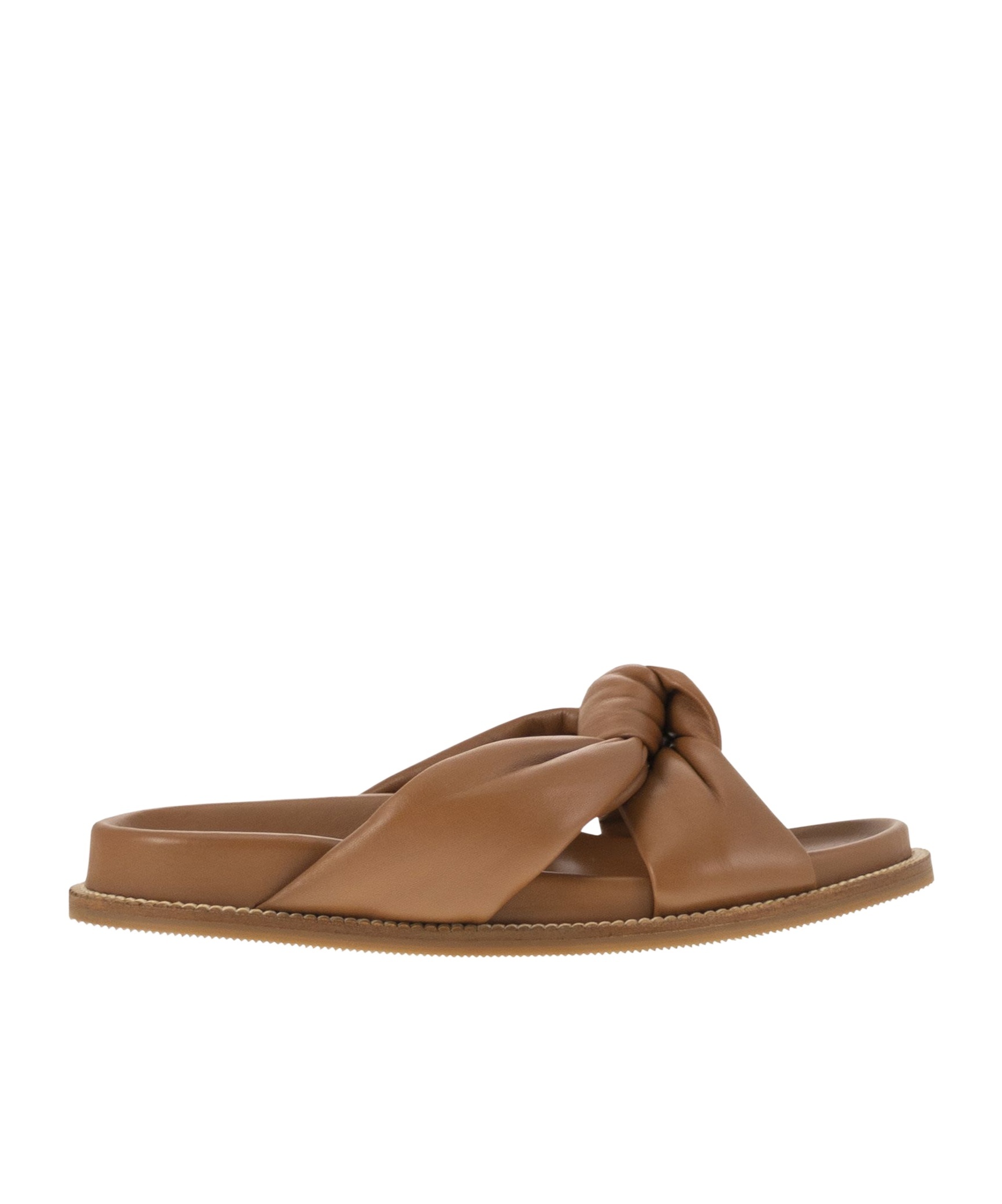 Fabiana Filippi Leather Slipper With Fussbett And Knot In Brown