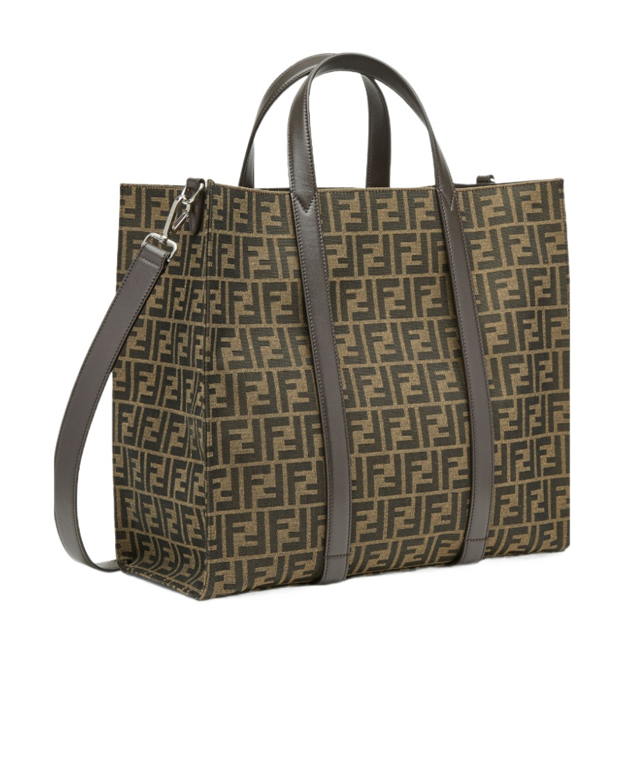 Fendi Ff Jacquard Fabric Bag In Black