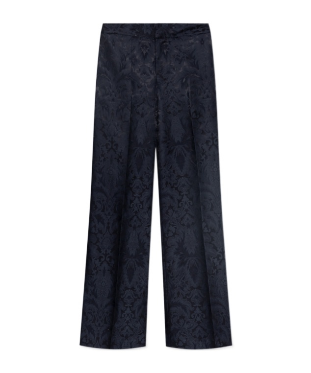Etro Damask-pattern Straight Trousers In Black