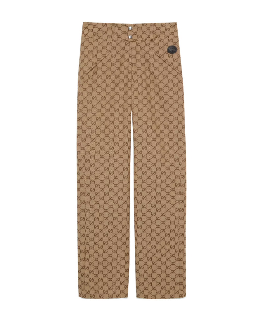 Gucci Gg Cotton Canvas Flared Pants In Green