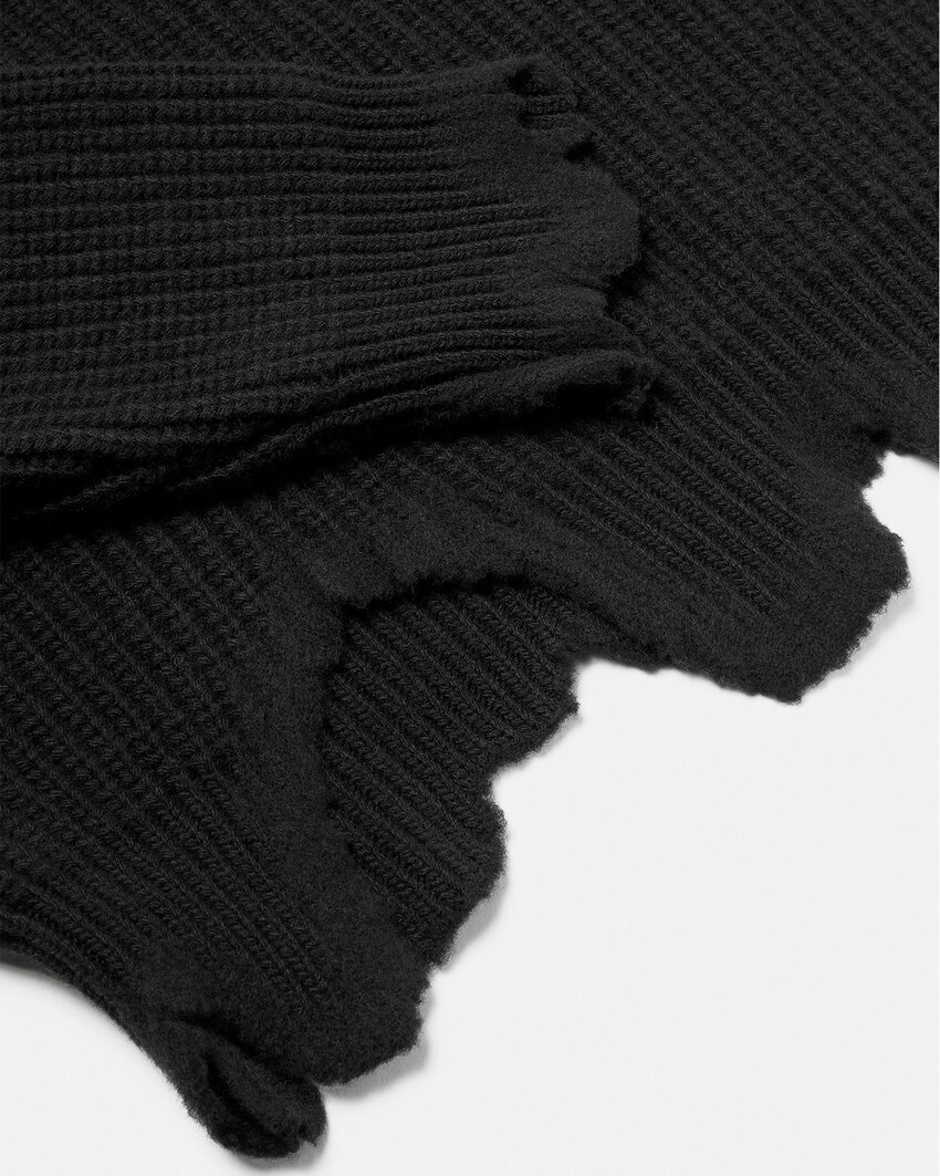 Versace Distressed Knitted Sweater In Black