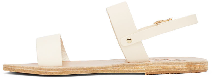 Ancient Greek Sandals Gray Logo Flat Sandals In Nude