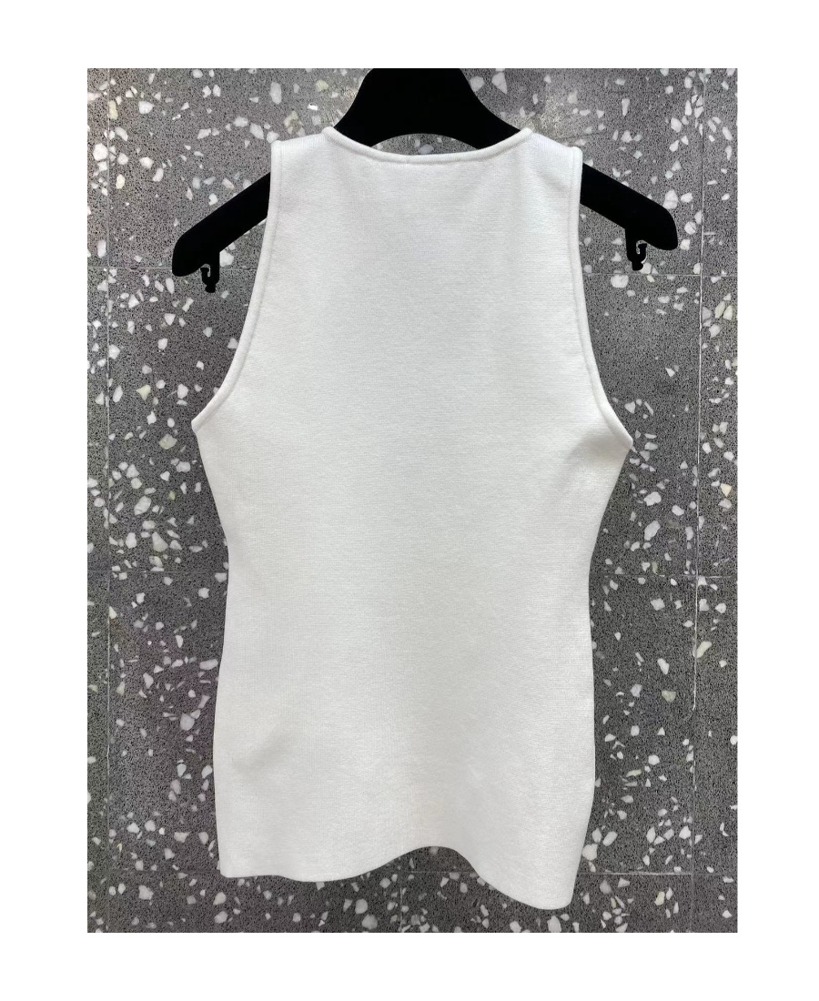 Shop Courrèges Label Hollowed-out Vest In White