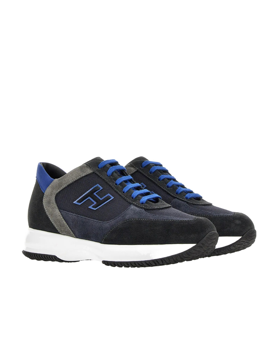Hogan Interactive Leather Sneakers In Blue