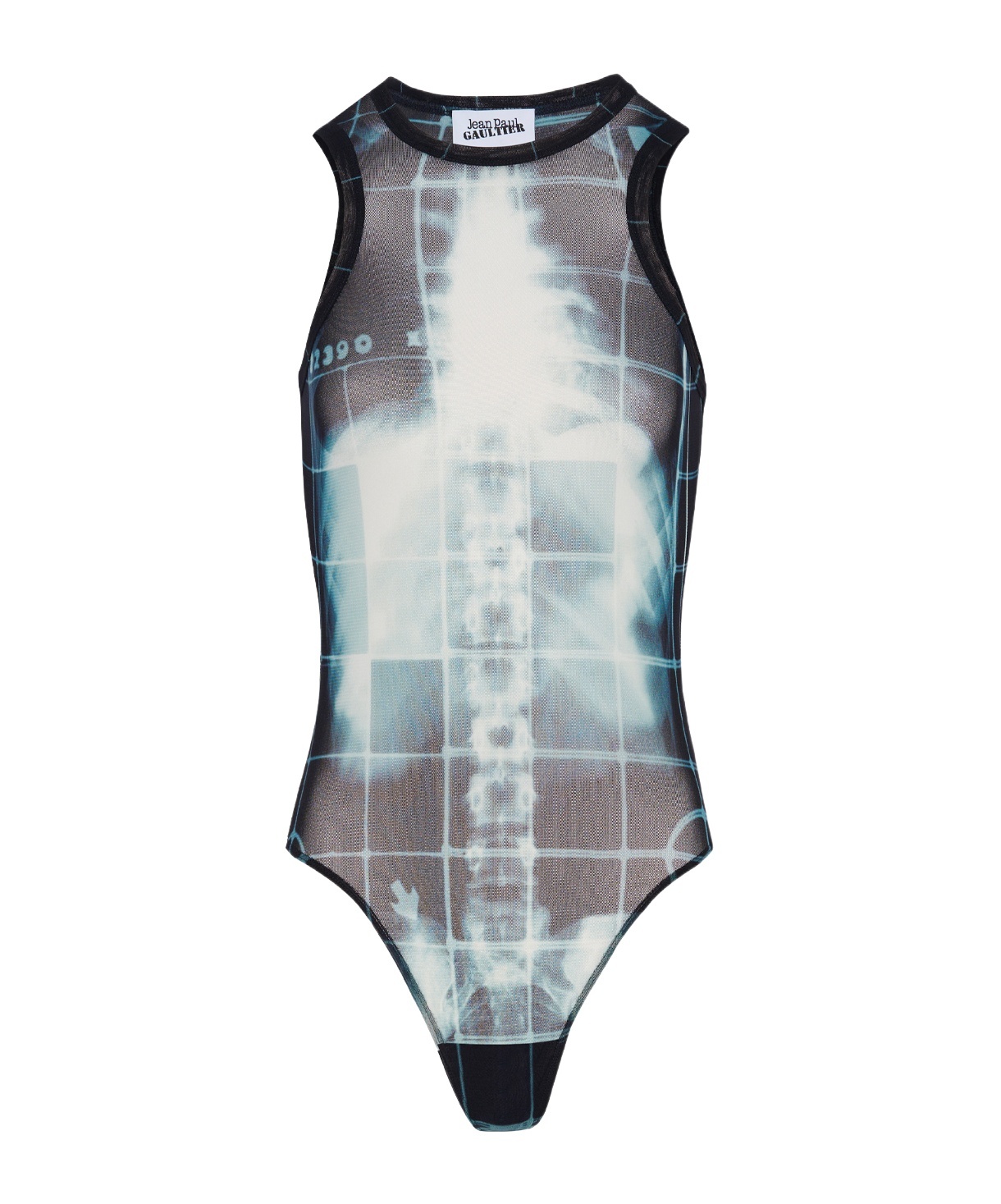 Jean Paul Gaultier Body In Black Polyamide With X Ray Print In Gray