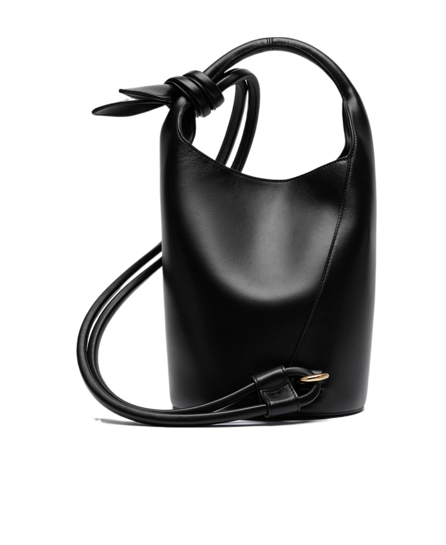 Jacquemus Bucket-shaped Leather Tote Bag With Gold-tone Detailing In Black